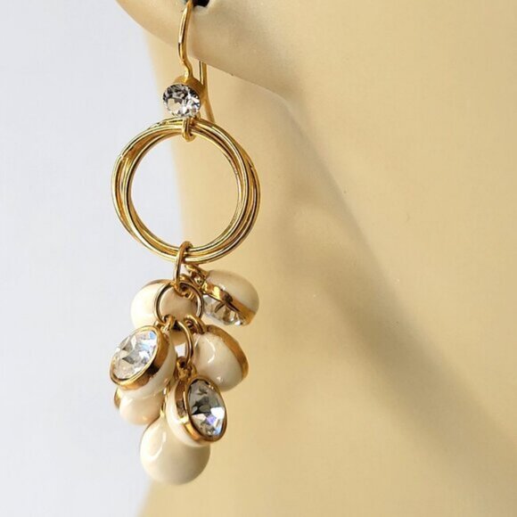 Crystal Charms Cluster Dangle Earrings - Picture 2 of 9